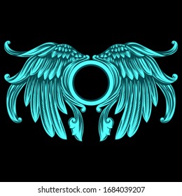 The two sides of the wing are drawn with symmetrical and millennial colors. Suitable for t-shirt designs or illustrations on millennial graphic designs