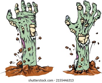 two sides zombie hands comes up