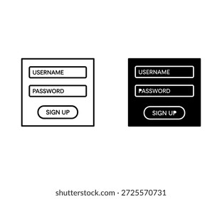 Two sign up forms with username and password fields on white and black backgrounds white background