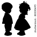 The two silhouette of a boy and girl