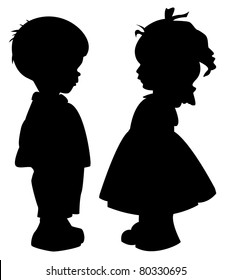 The two silhouette of a boy and girl