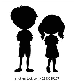 The two silhouette of a boy and girl Vector Eps8 