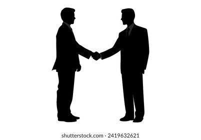 Dos Silhouette Business Hand Shake, Business Man Handshake Agreement Concept Flat Vector Illustration
