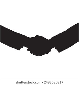 Two Silhouette Businessman Hand Shake, Business Man Handshake Agreement Concept Flat Vector Illustration