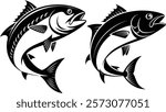 Two silhouette fish vector illustration