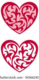 Two silhouette hearts with orient ornaments