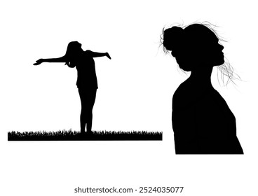 two silhouette images of a woman