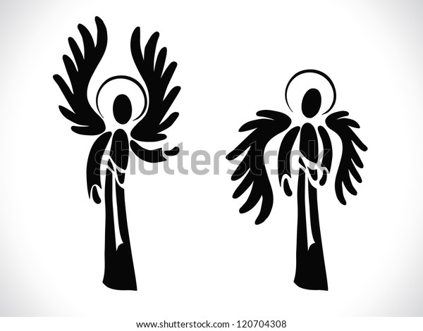 Two Silhouettes Angels Various Positions Stock Vector (Royalty Free ...