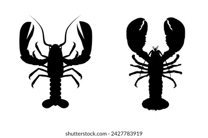 Two silhouettes of large lobsters