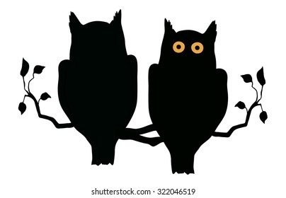 Two silhouettes of owls