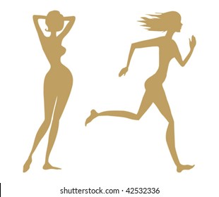 two silhouettes of a slim girl