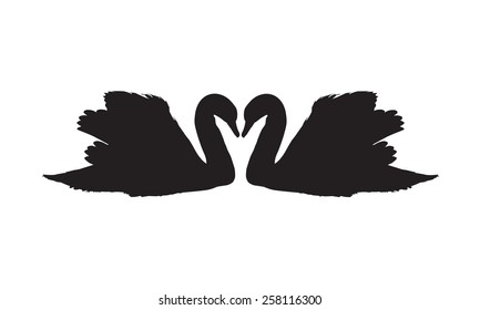 two silhouettes of swans 