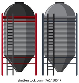 Two silo with ladders illustration