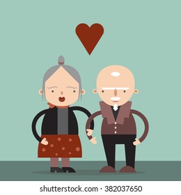 Two silver aged man and woman in love