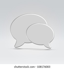 Two silver metallic glossy balloon dialog conversation icon concept