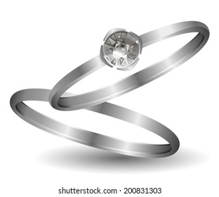  		 two silver rings on a white background vector