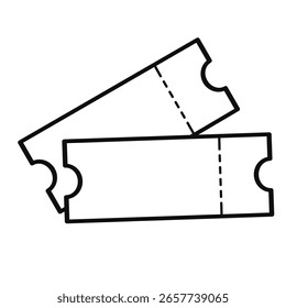 Dos entradas sencillas, pases para eventos de entrada, concierto o película, diseño minimalista en blanco y negro