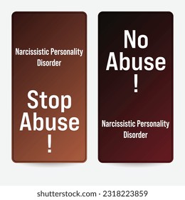 Two simple backgrounds No Abuse Stop Abuse, NPD. Minimalist poster set graphic vector illustration