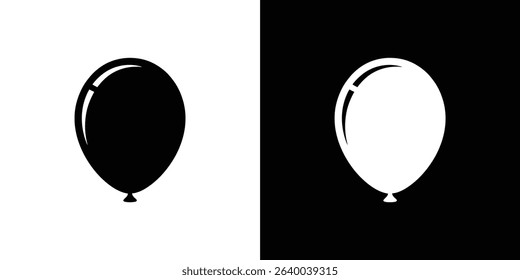 Two simple balloon illustrations displayed in contrasting black and white. Vector icons suited for party decorations, celebratory graphics, event design elements.