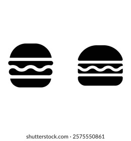 Two simple black hamburger icons are displayed side by side against a white background. They are identical, depicting a classic hamburger with a wavy filling line isolated on white background.