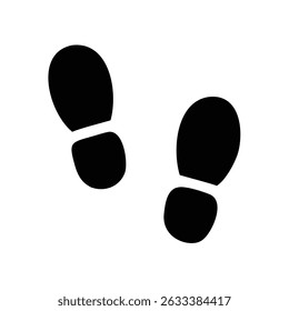 Two simple black shoe prints, side by side, suggesting movement and direction. Minimalist design, isolated on white background.