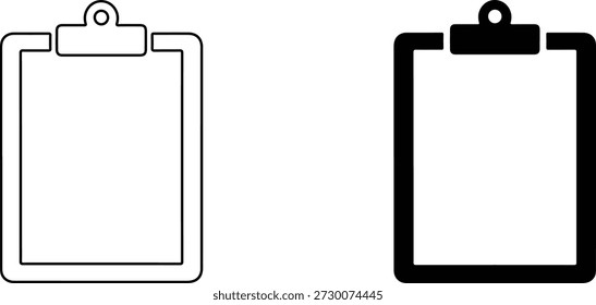 Dois simples ícones da área de transferência em preto e branco isolados em um fundo transparente