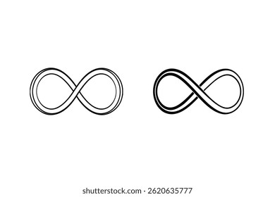 Dos Variantes Simples Del Símbolo Del Infinito Blanco Y Negro Para Los Diseños Y Los Conceptos