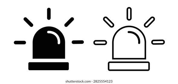 Two simple black and white vector icons representing emergency siren lights for police, ambulance, or fire department vehicles.