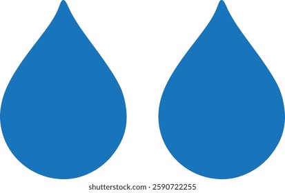 Two simple blue water drop icons on a white background.  Vector illustration 