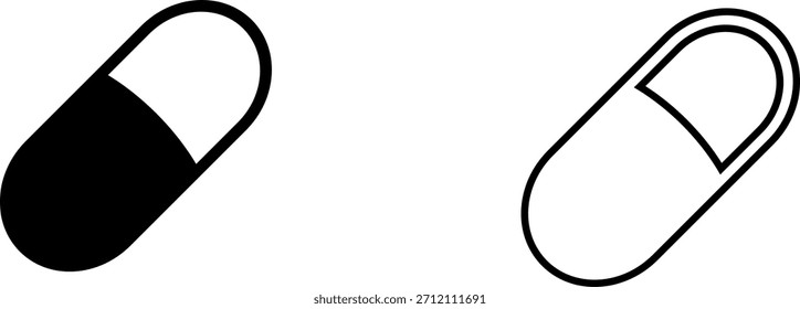 Two simple capsule icons showing different color designs on a white background in a clean style