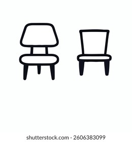 Two simple chairs, in a minimalistic style.