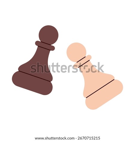 Two simple chess pawns illustration symbolizing equality, basic strategy and the beginning of every chess battle