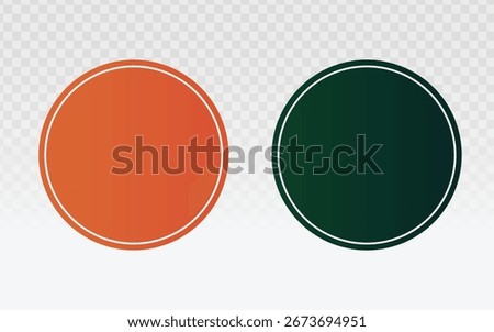Two simple circles side by side, one vibrant orange and one deep green, each with a thin white outline on a transparent background.