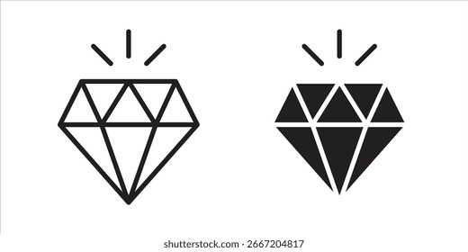 Zwei einfache Rautensymbole: eine Zeile Kunst, eine gefüllt. Einzeln auf Weiß für einfache Nutzung.
