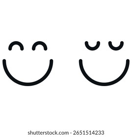 Two simple face icons with black curved eyes and smiles, one with upward-arched eyes and one with downward-arched eyes, symbolizing emotion and minimalist expression.