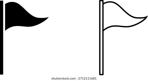 Two simple flag icons showing different designs in black and outline styles created on a white background
