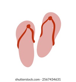 Two simple flip flops depicted in a hand drawn style, ideal for summer inspiration. Vector