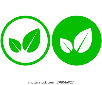 two simple green leaf icons on button