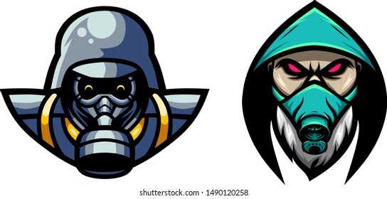 two simple head mascot illustration