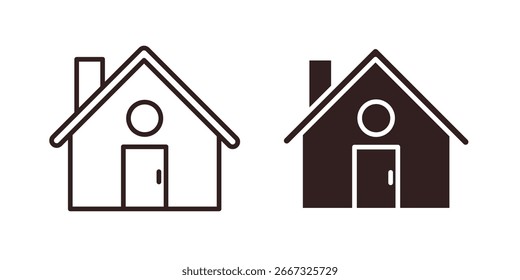 Dois ícones simples da casa: uma arte vetorial, um sólido. Perfeito para sites ou aplicativos.