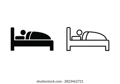 Two simple icons depict a person lying in bed with different mattress designs