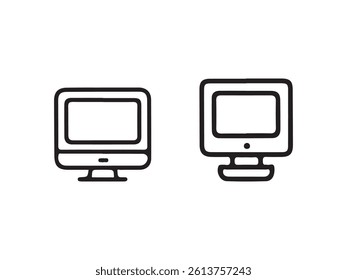 Two simple line art computer monitors.Two black line art computer monitors, facing forward.