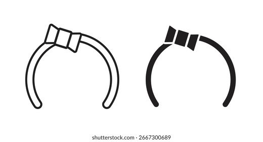 Duas tiras de cabeça simples com arcos, uma com contorno e outra sólida. Isolado no branco.