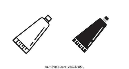 Dois ícones de arte de linha simples de tubos, um preto e um branco, isolados em um fundo branco.