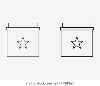 Dos iconos de arte de línea simple de una estrella en un Anuncio