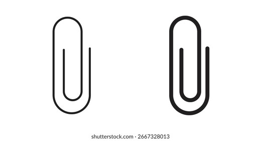 Two simple line art paperclip icons isolated on a white background. Perfect for web design or office documents.