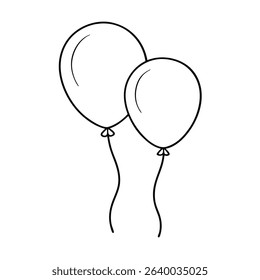 Two Simple Line Art Vector Icon Balloons