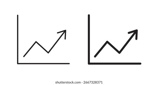 Dois gráficos de linhas simples ilustrando as tendências de crescimento ascendentes, isolados sobre um fundo branco. Perfeito para apresentações ou relatórios.