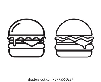 Two simple linear burger isolated on a plain white background cheeseburger