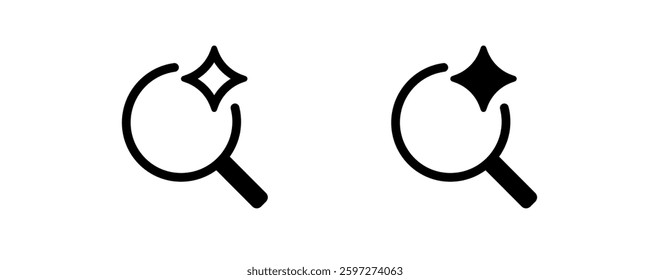 Two simple magnifying glass icons with a shiny detail, featuring a clean and minimalist style.